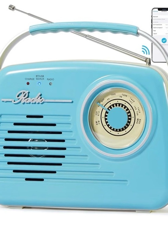 Other - NEW Bluetooth Retro Radio, Portable AM FM Battery Powered & Plug-in Wall Vintage